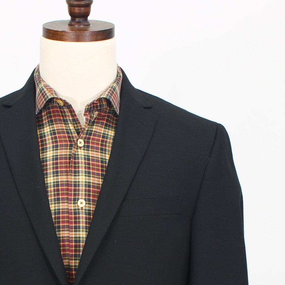 Kenneth Cole 40R Black Blazer Sport Coat Jacket 2-Button Solid Y175 - Picture 5 of 11